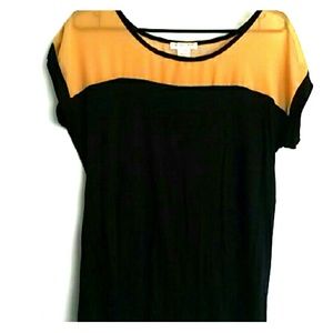 Navy and yellow mesh top short sleeve