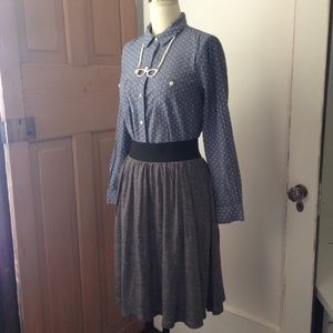 Gray Cotton A Line Skirt