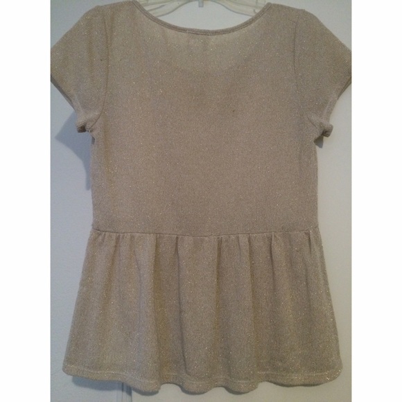 Cream and Gold Flecked Peplum Top - Picture 2 of 3