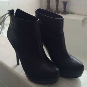 Black leather booties