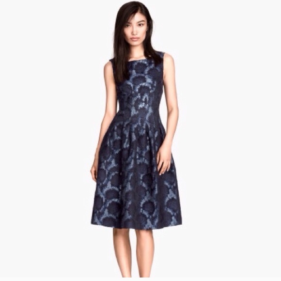 blue brocade dress