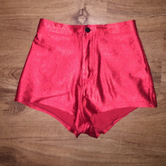 Red disco shorts