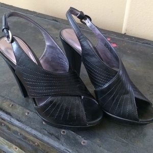 Faux leather black heels