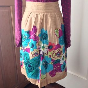 Camel Floral Skirt