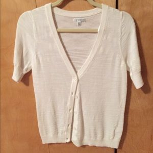 White button up v neck sweater xs