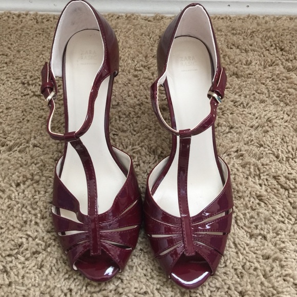 zara burgundy heels
