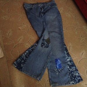 HIPPIE PATCHWORK HANDMADE BELL BOTTOM JEANS *SALE*