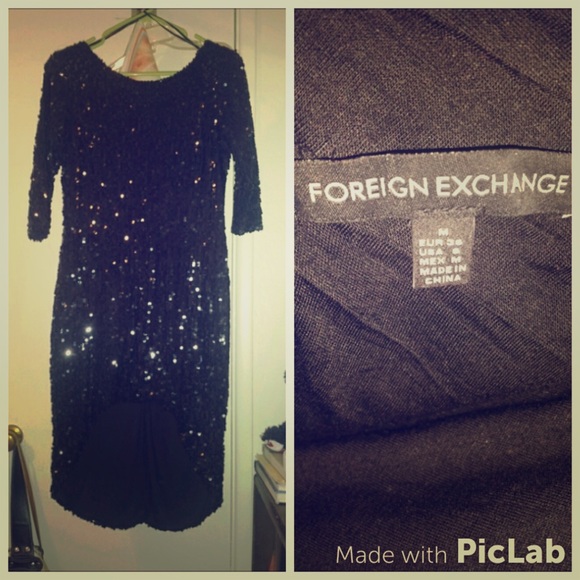 Black long sleeve sequins dress