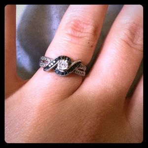 Silver diamond ring