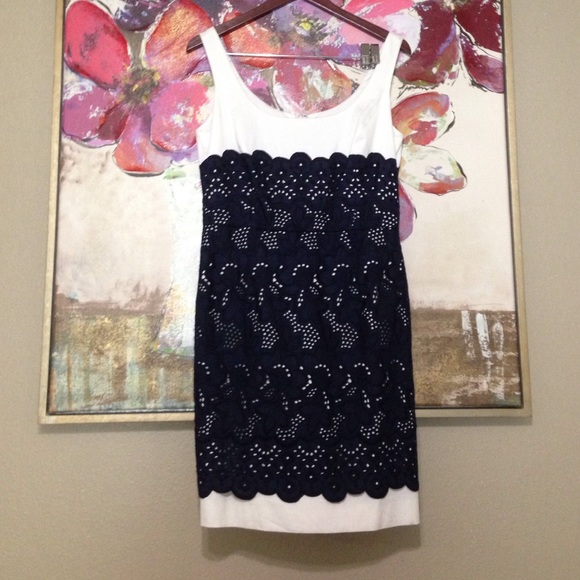 Antonio Melani size 8 navy blue and white dress.