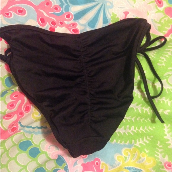 Black Scrunch String Bikini Bottom