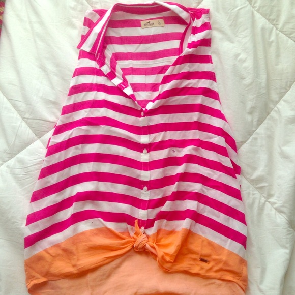 Cute pink and orange tie up tank top