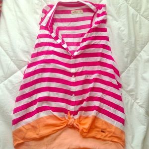 Cute pink and orange tie up tank top