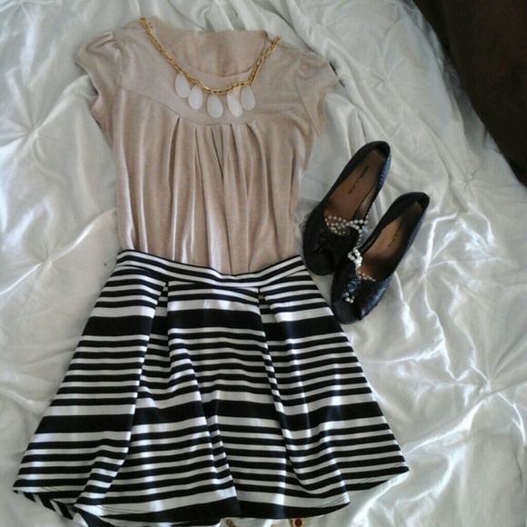 Black and white striped Mini skirt