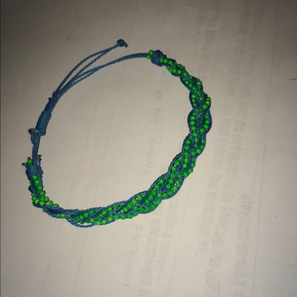 Neon Green & Blue Braided Bracelet