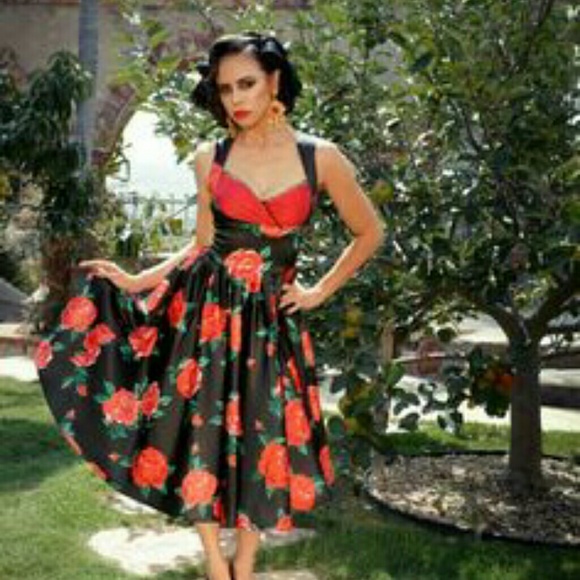 Laura Byrnes California rose flare dress