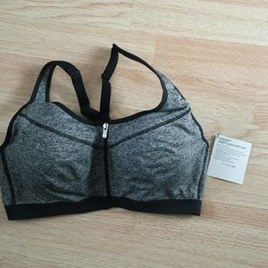 Victoria Secret Sports Bra Zipped Grey/black NWT