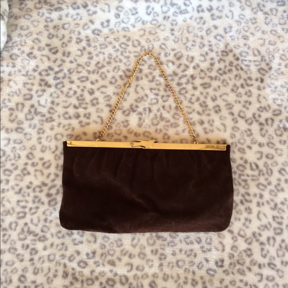 Brown suede clutch