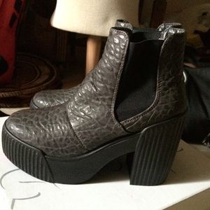 Topshop Grey Hola Platform Ankle Boots