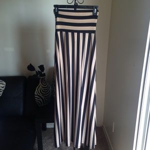 Long Tan Stripe Skirt
