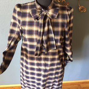 DKNY Plaid 60s 70s secretary tunic dress 8