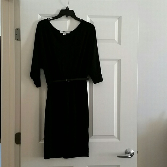 Black Long Sleeved Drape Dress - Picture 1 of 3