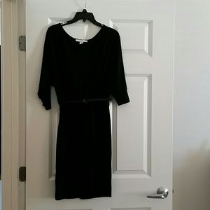 Black Long Sleeved Drape Dress