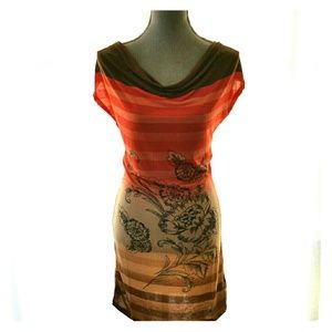 Orange and brown shirt dress