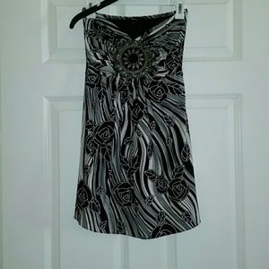 Black & White Floral Tube Dress