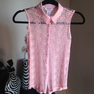 Pink Flower Button Up