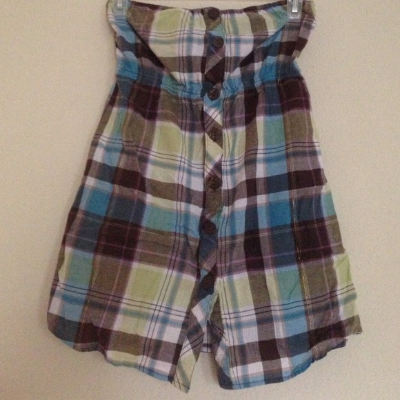Plaid Strapless Top