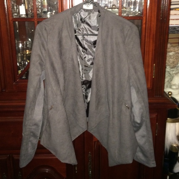 Tobi soft grey open blazer