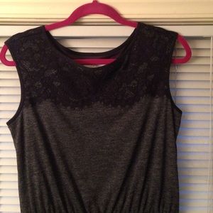 Gray w/ black lace detail Loft dress