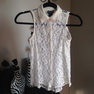 White Lace Button Up