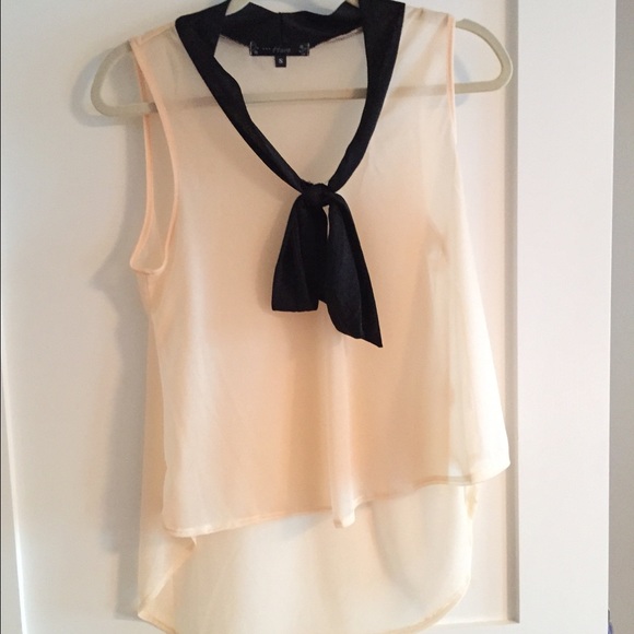 Peach sheer high-low top