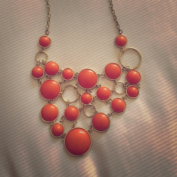Orange and gold statement necklace