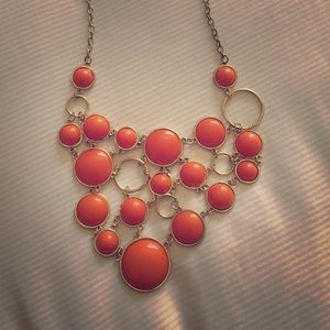Orange and gold statement necklace