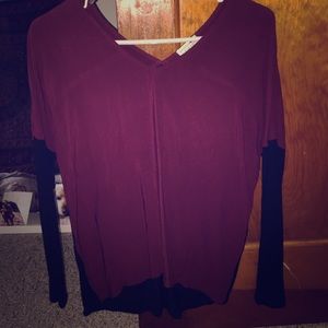 Black and maroon top