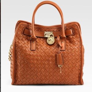 Michael Kors Brown Hamilton Woven Leather Tote