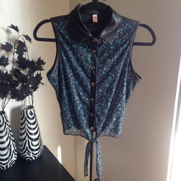 Floral & Faux Leather top