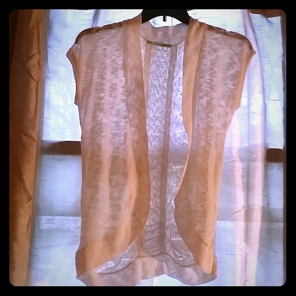 Open stitch white short sleeve cardigan