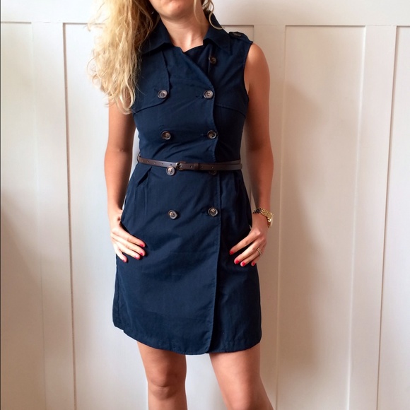 Dresses & Skirts - NWT Navy Belted Sleeveless Dress