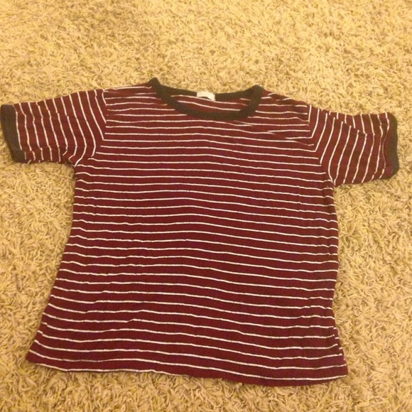 Brandy maroon and white striped shirt