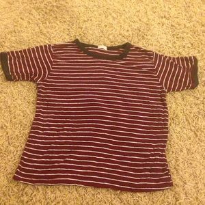 Brandy maroon and white striped shirt