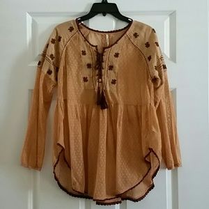 Coral/Peach Peasant Tunic