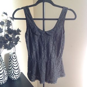 Black lace top with Peter Pan collar