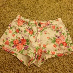 High waisted floral shorts