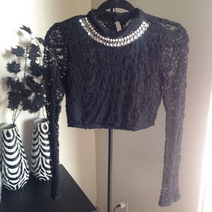 Black Lace Diamonds&Pearls Collar