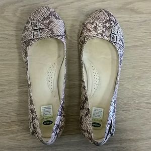 Tan Snakeskin Flats