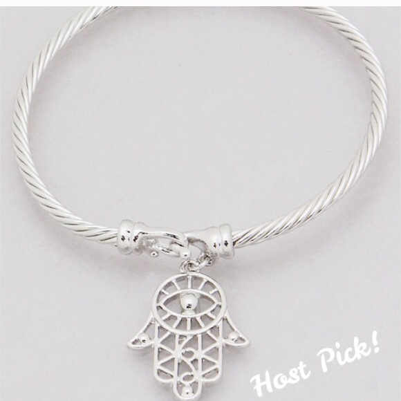 Jewelry - Rhodium tone Hamsa hand bracelet
